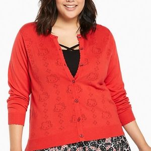 Torrid X Hello Kitty red Sanrio button up Cardigan size 3